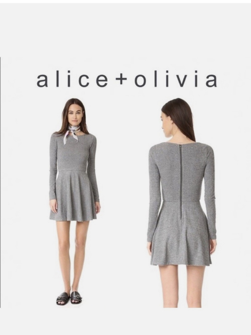 alice + olivia brinley long sleeve fit and flare dress